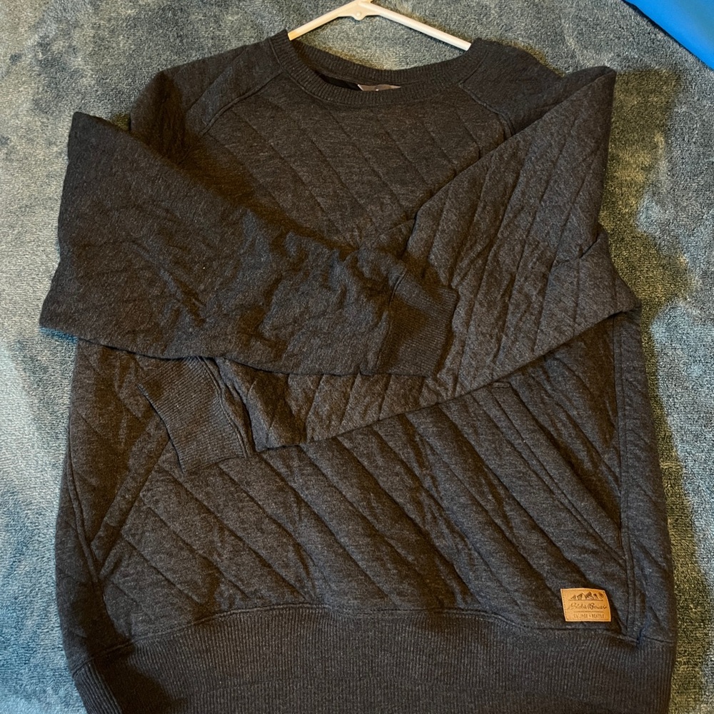 Eddie Bauer Men's Dark Gray Quilted Crewneck Sweater